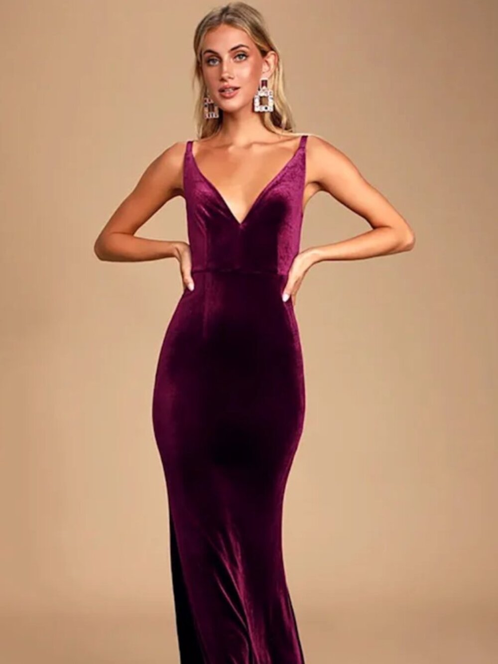 Lulus Maliya Plum Purple Velvet Mermaid Maxi Dress - Size XS